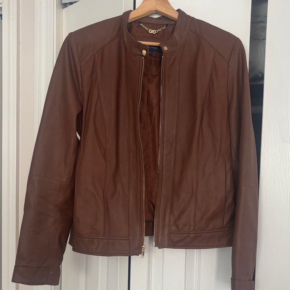 Cole Haan Rich Tan Leather Jacket